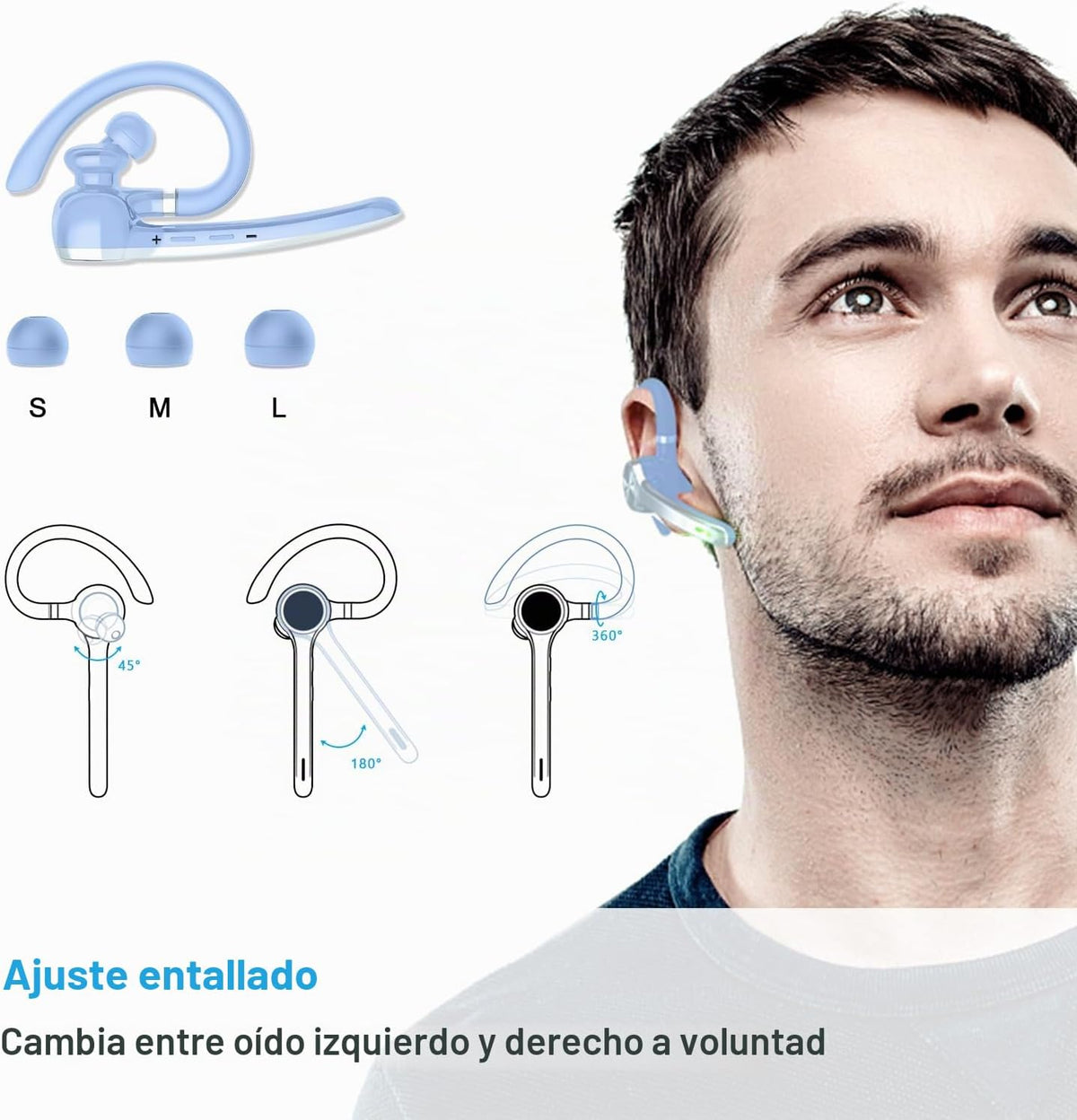 HEIBAS Auriculares Bluetooth, auricular Bluetooth inalámbrico con e...