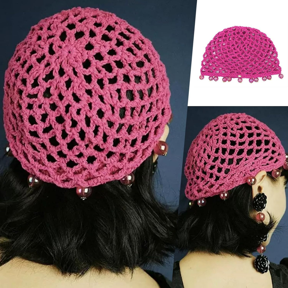 iRIIRIO 1 gorra de ganchillo para mujer, diseño de calavera con cue...