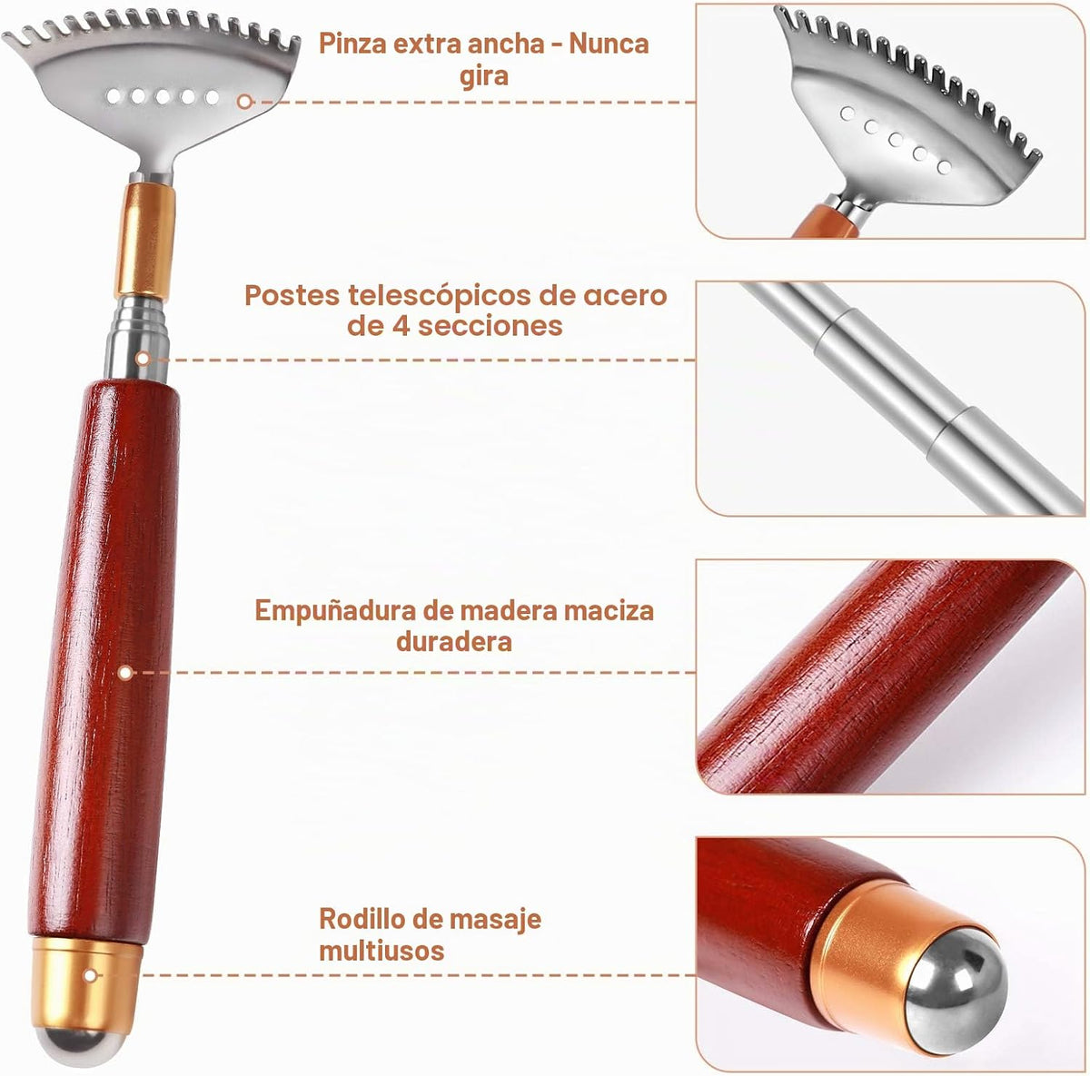 Aznrszy Rascador de espalda para mujeres y hombres extensible con r...