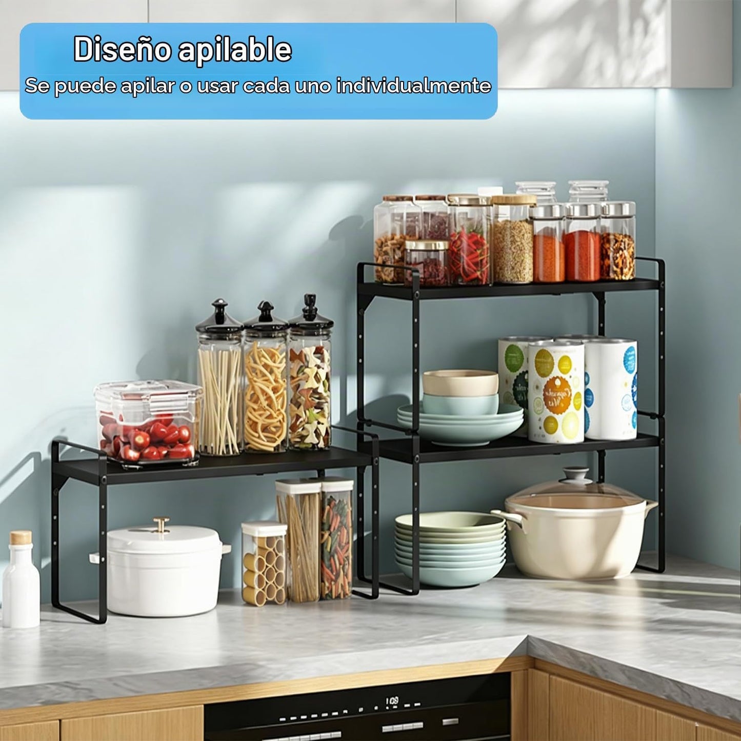 Estante organizador de gabinete de cocina expandible de 15.5 a 25.5...