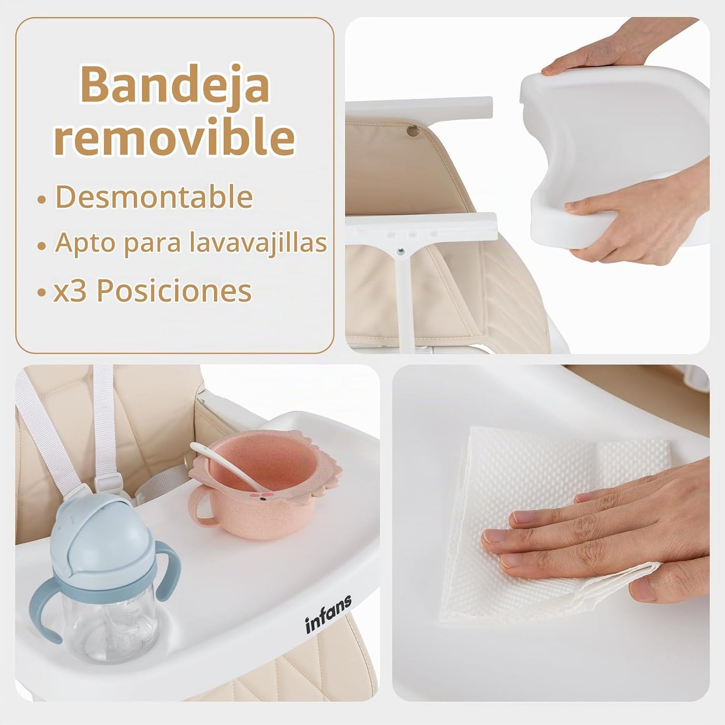 INFANS Silla alta para bebé, silla alta portátil plegable rápida pa...