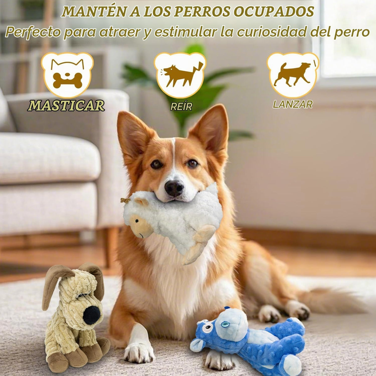 MeetYooo Paquete de 3 Juguetes Chirriantes de Peluche para Perros -...