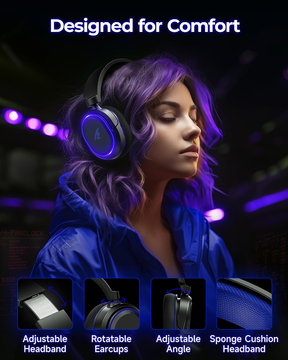 Auriculares inalámbricos para juegos, sonido envolvente 7.1, auricu...