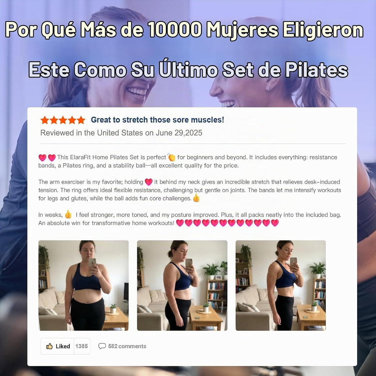 ElaraFit Home Juego de anillo y pelota de pilates para mujeres con...