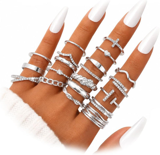 KISS WIFE Anillos apilables de oro para mujer, delicado juego de an...