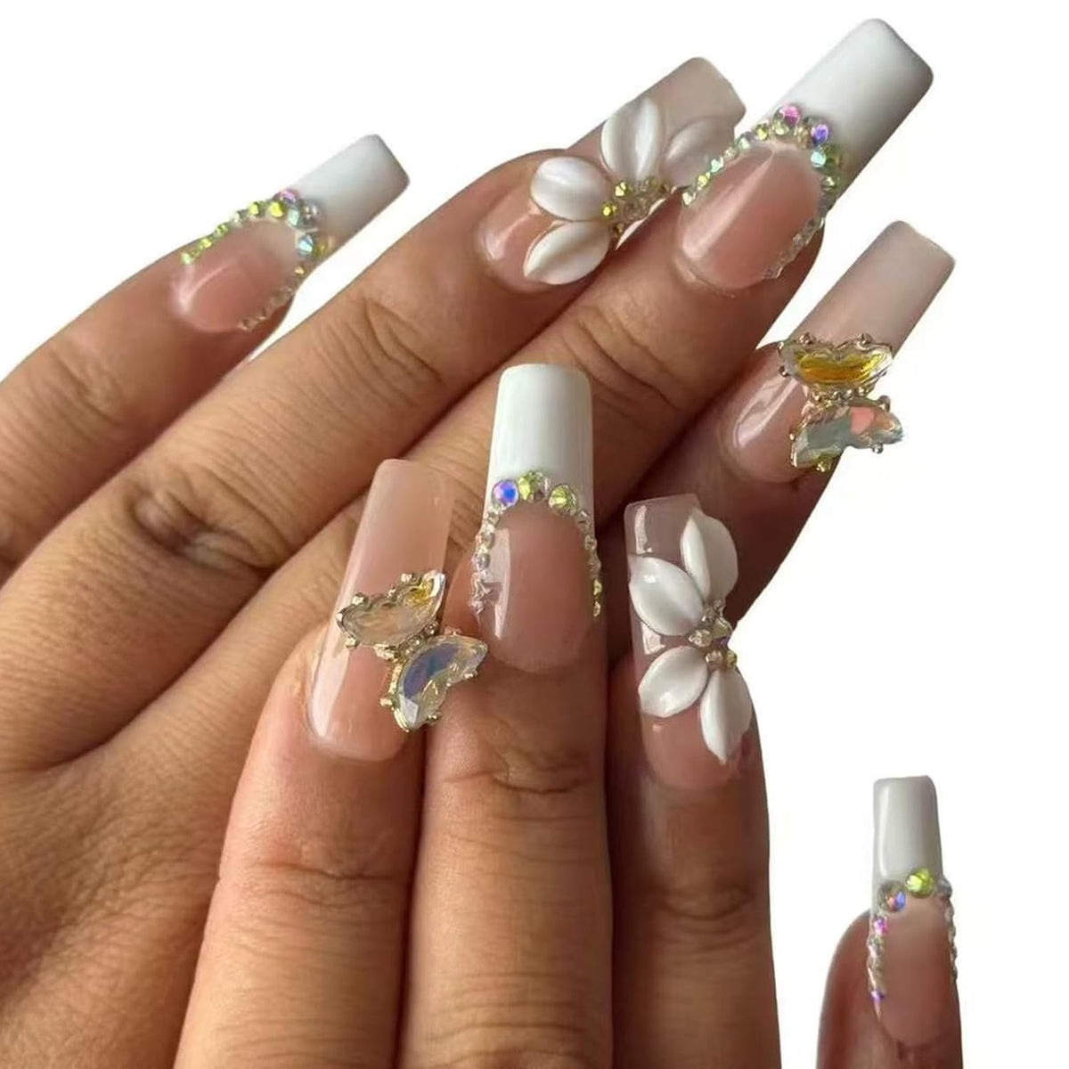 Uñas postizas a presión hechas a mano de lujo - Uñas postizas larga...