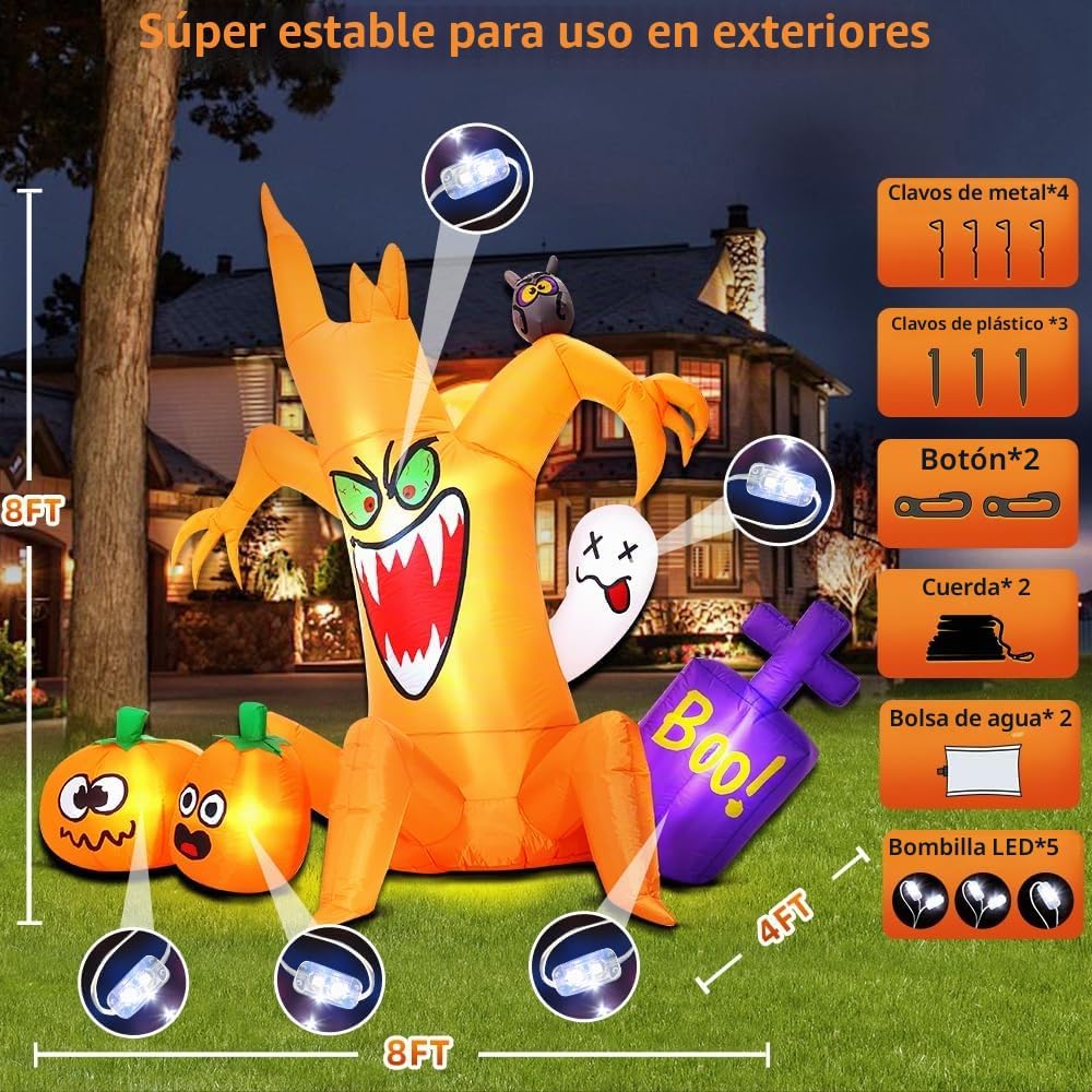Decoraciones inflables de Halloween de 8 pies al aire libre, decora...