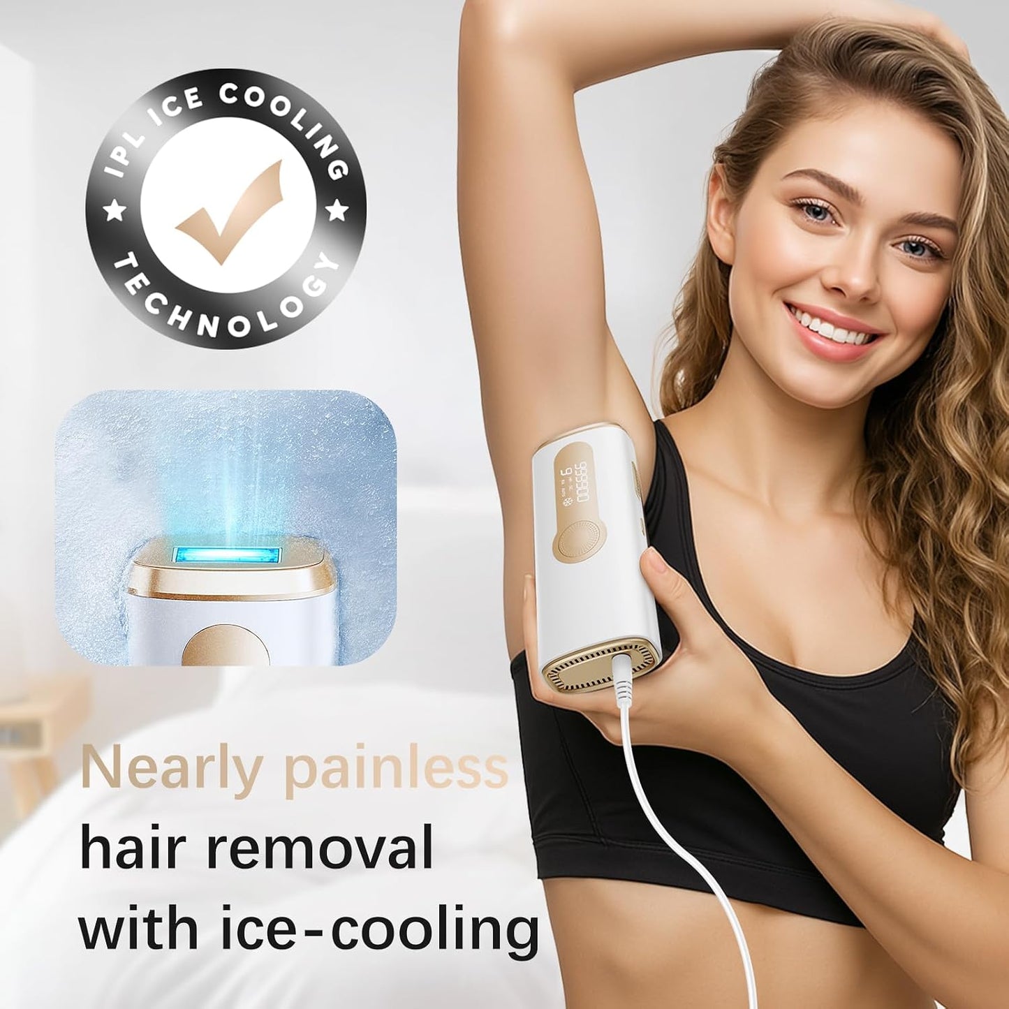 Depilación IPL para mujeres y hombres - Enfriamiento del hielo, sin...