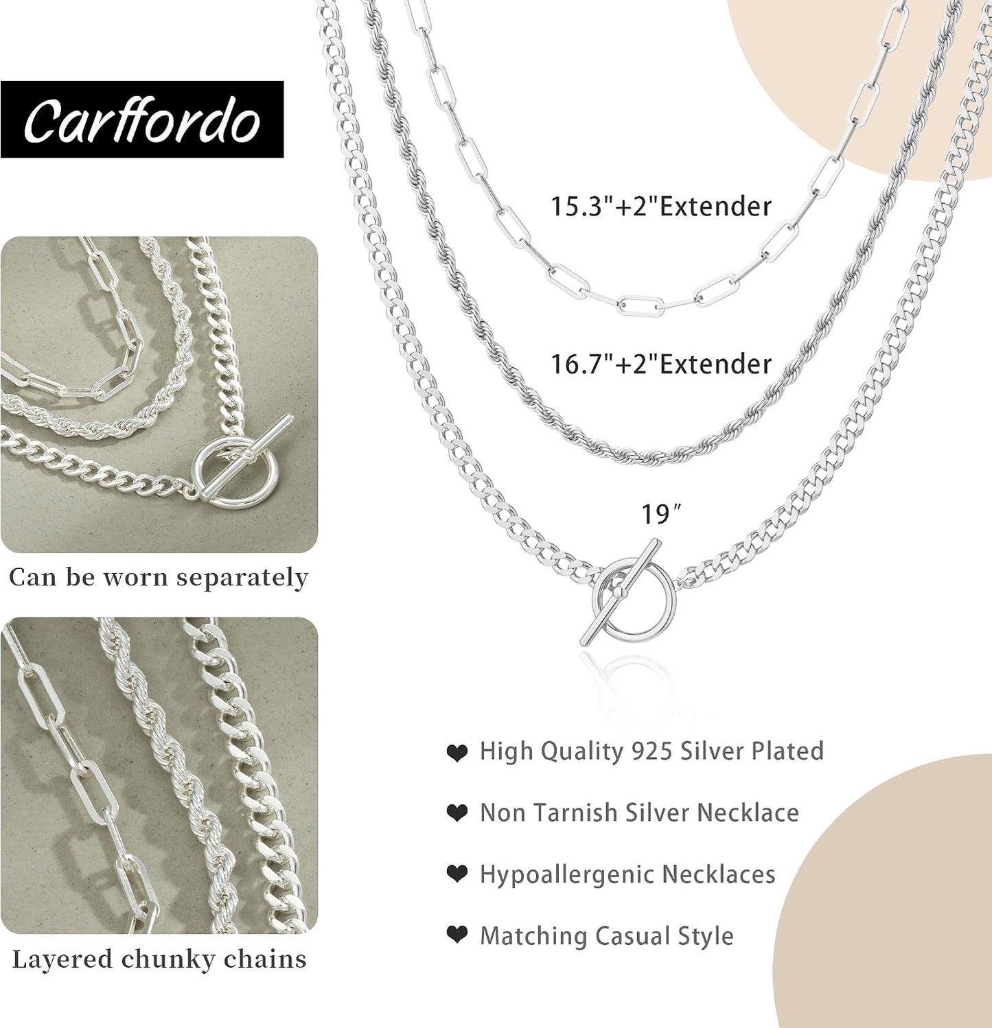 Carffordo - Collares chapados en oro para mujer, delicados collares...