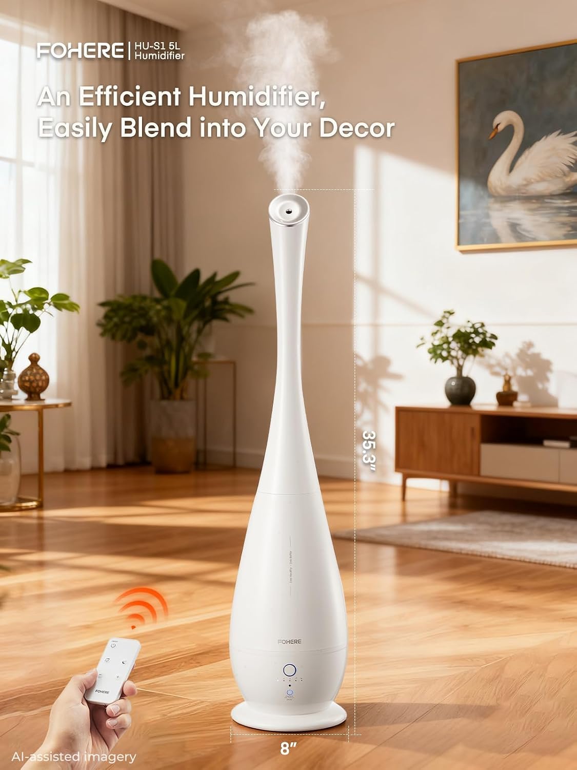 FOHERE Humidificadores para dormitorio, habitación grande, 5 L, hum...