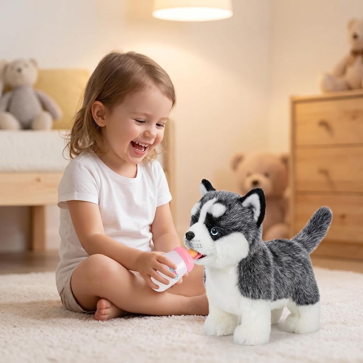 CU-MATE Juguete electrónico para perro que camina, cachorro de husk...