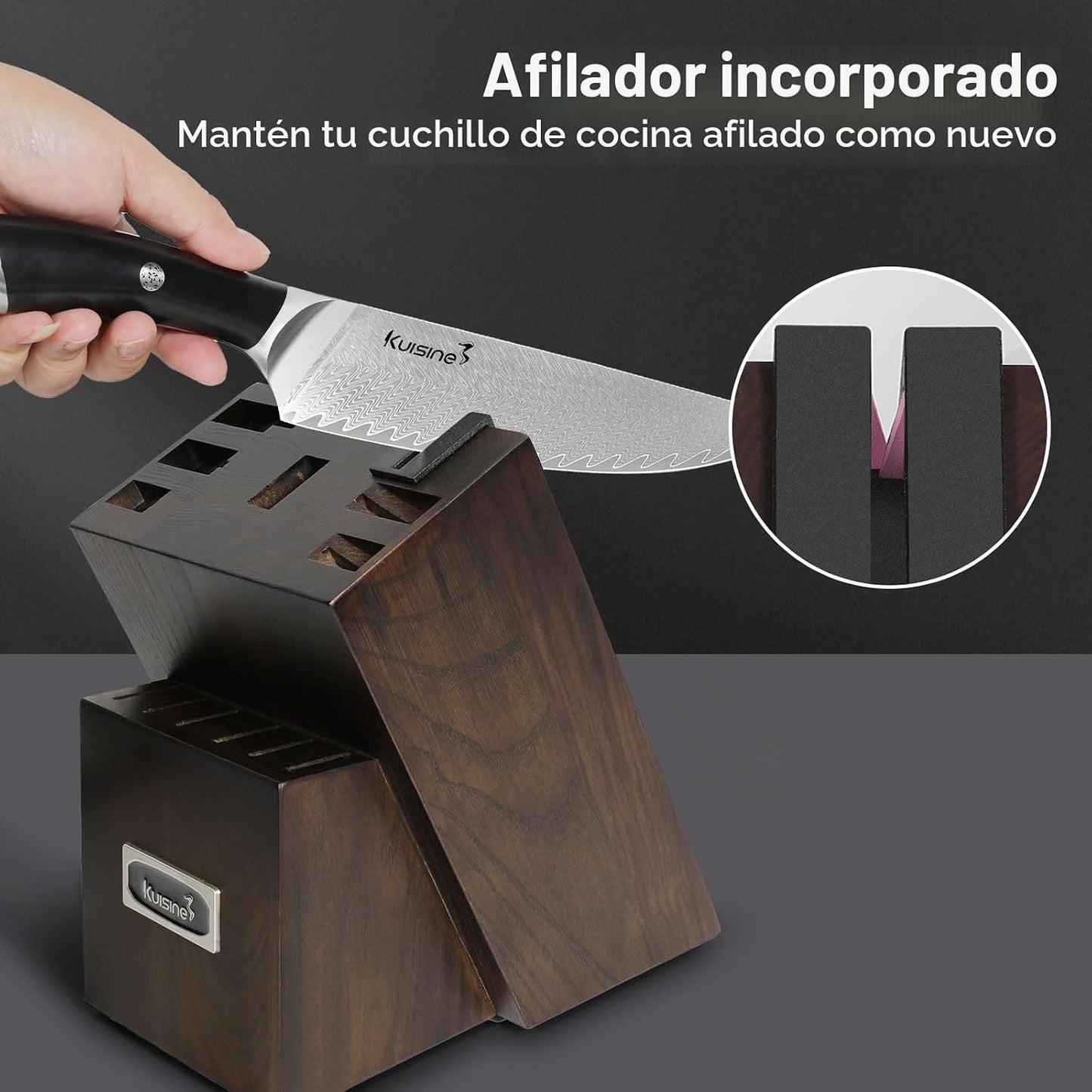 Juego de cuchillos de Damasco, juego de cuchillos afilados, mango e...