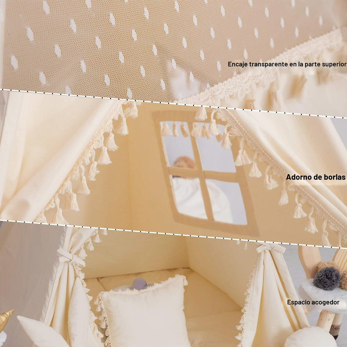 TreeBud Tienda de Campaña Tipi para Niños con Tapete Acolchado, Ban...