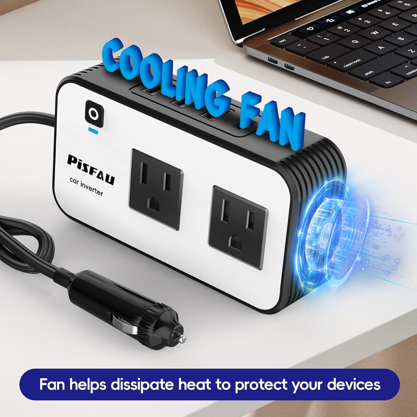Inversor de energía para automóvil de 200W, PiSFAU DC 12V a 110V AC...