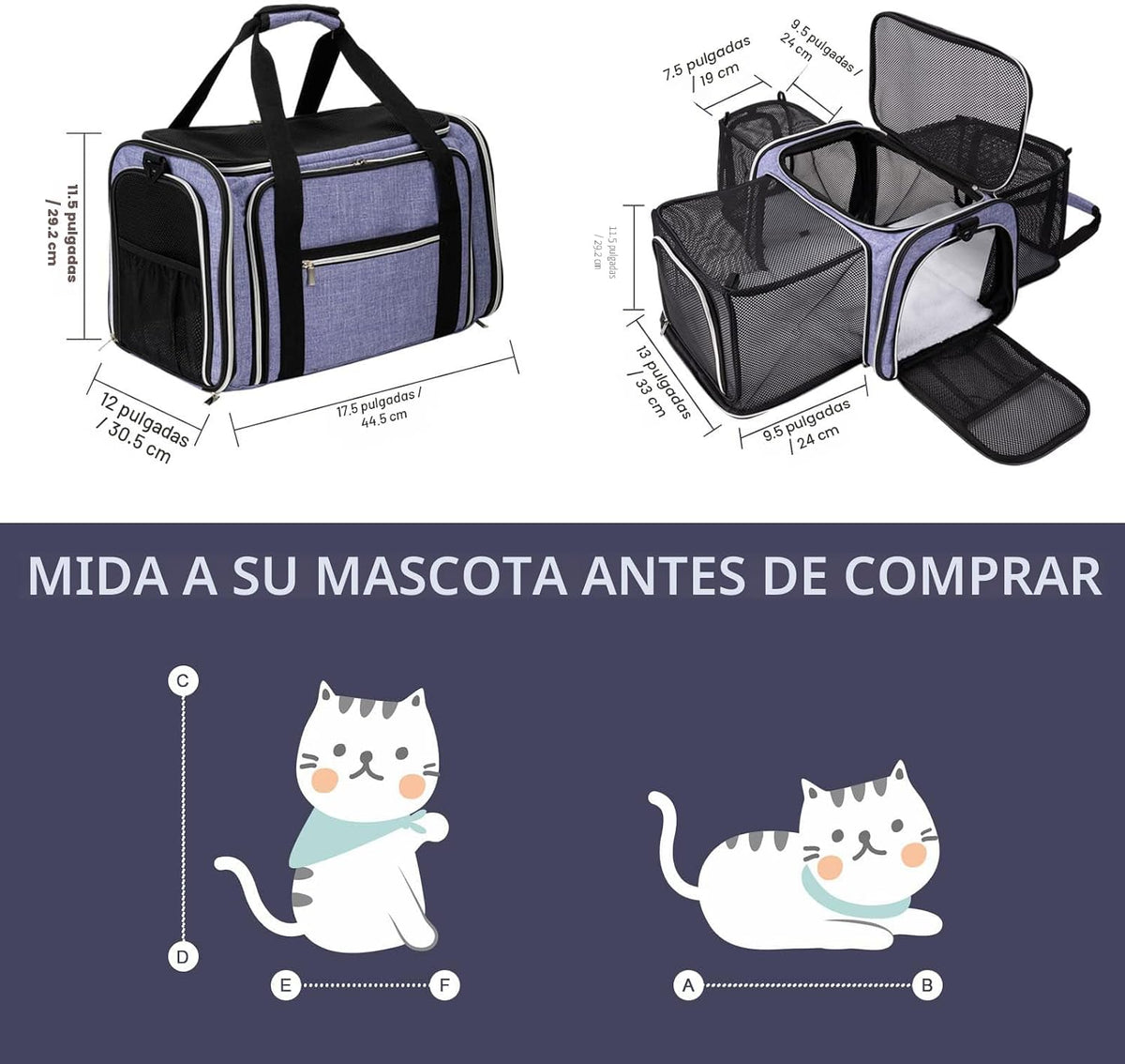 BAGLHER Bolsa de Transporte para Gatos, Transportador de Mascotas A...