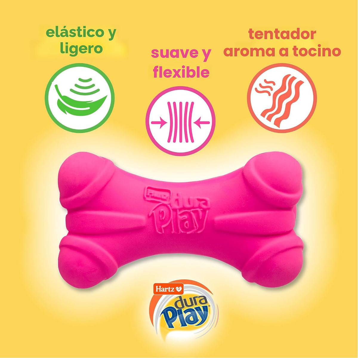 Hartz DuraPlay Hueso Juguete de Látex Chirriante para Perros de Raz...