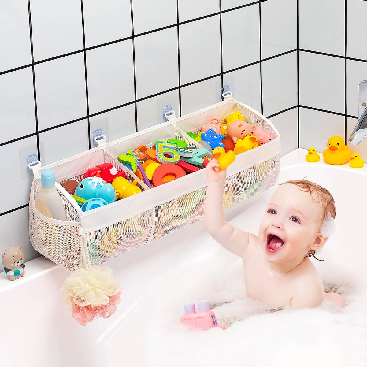 Austion Organizador de juguetes de baño de 3 compartimentos origina...