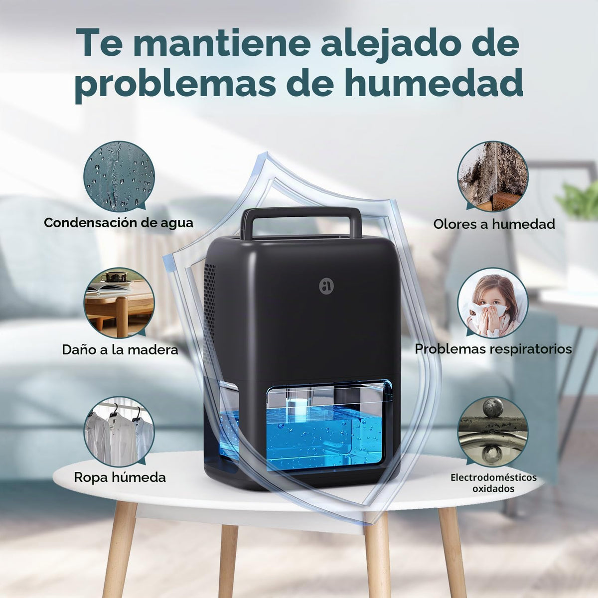 BREEZOME Deshumidificador de 60 onzas para el hogar, deshumidificad...