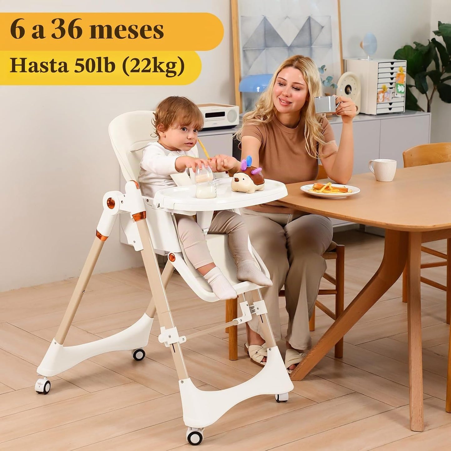 Silla alta 6 en 1 | Silla alta convertible para recién nacido a niñ...