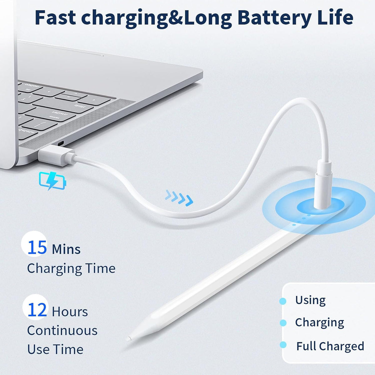 DZJHDG Lápiz capacitivo para iPad, (2018-2025) Carga rápida con sen...
