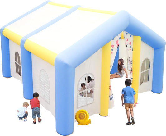 WELLFUNTIME - Casa de juegos inflable para niños con soplador de ai...