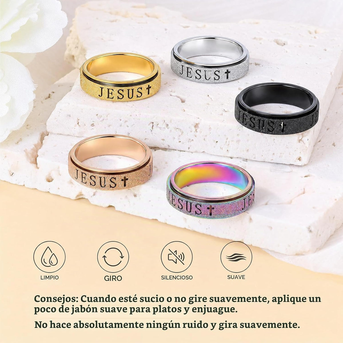 Anillo de ansiedad giratorio para mujeres: juguetes para jugar con...
