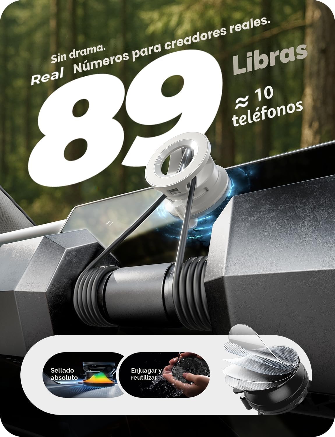 LISEN - Soporte de automóvil MagSafe [imán fuerte de 3800 gf y succ...