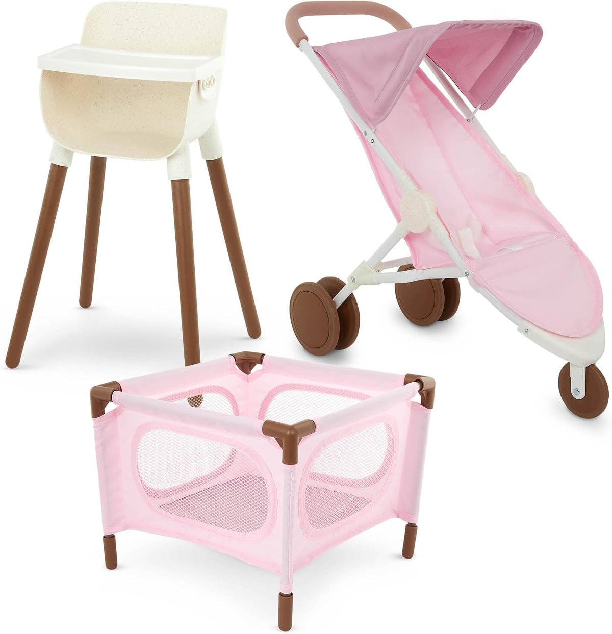 LullaBaby Juego de guardería de muñecas con cochecito, corralito y...