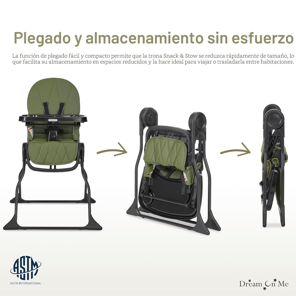 Dream On Me Trona Snack y Stow | Silla de alimentación ajustable co...