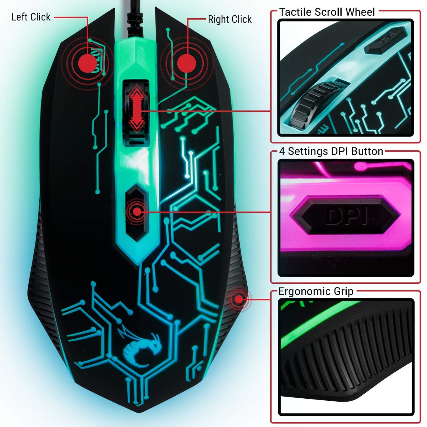 Teclado y mouse para juegos, alfombrilla para mouse y auriculares p...