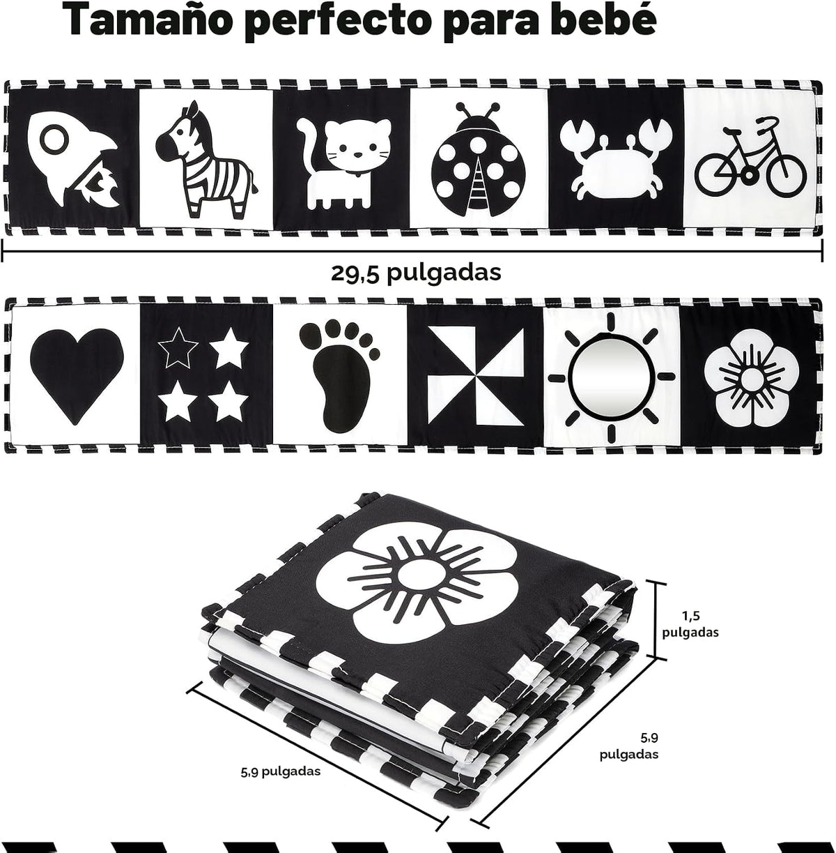 URMYWO Juguetes para recién nacidos de alto contraste en blanco y n...