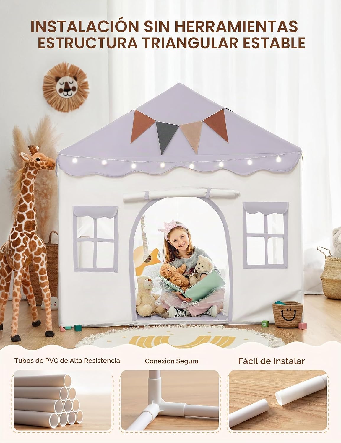 Besrey Tienda de campaña para niños 2 en 1 con alfombrilla acolchad...