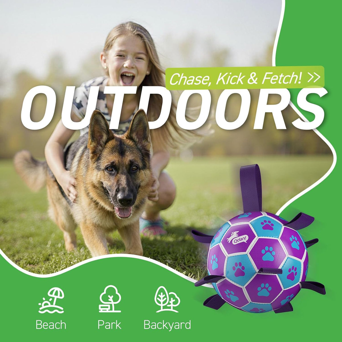 QDAN Juguetes para perros grandes, pelota de fútbol grande para per...