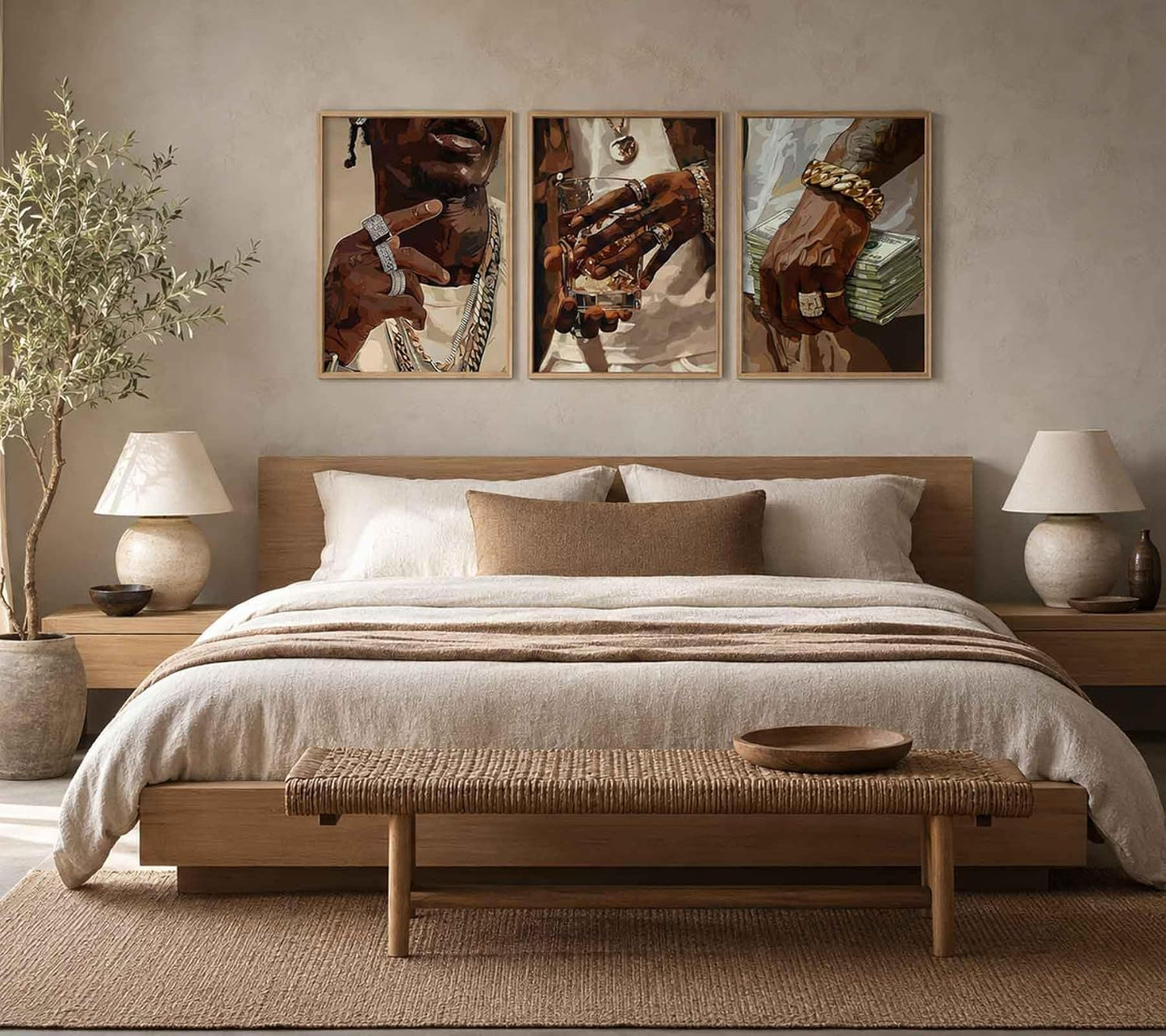 3 piezas de arte de pared de moda afroamericano, hombre negro moder...