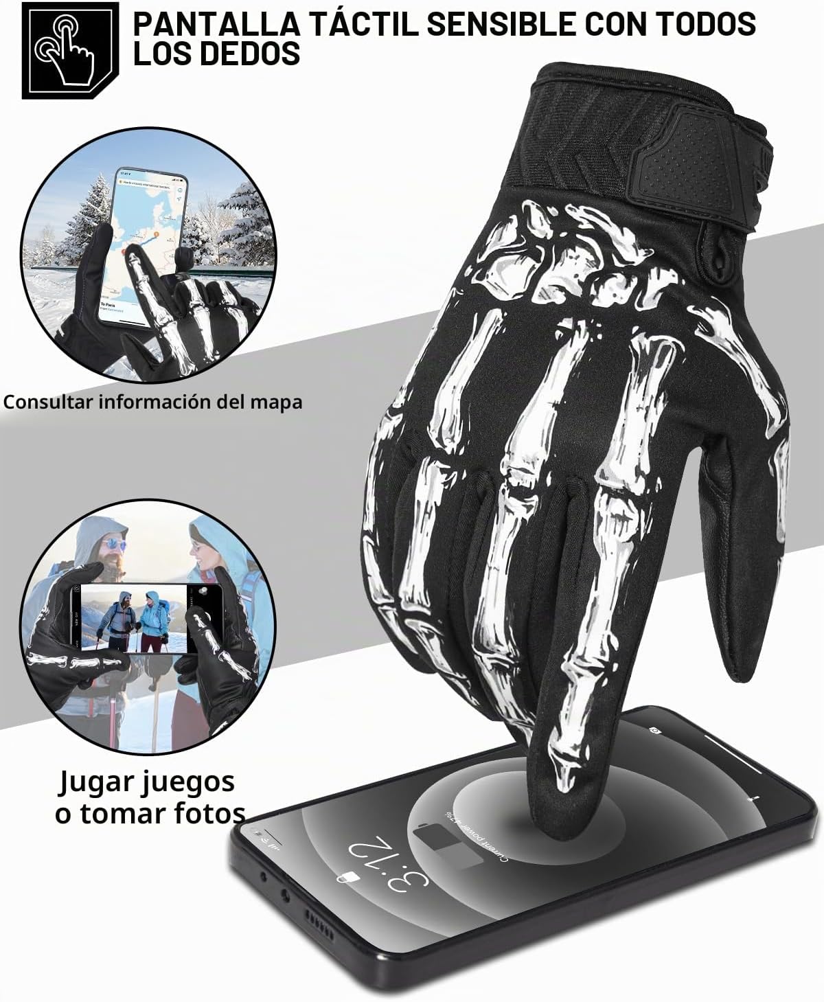 RIGWARL Guantes impermeables para clima frío y frío, guantes de inv...