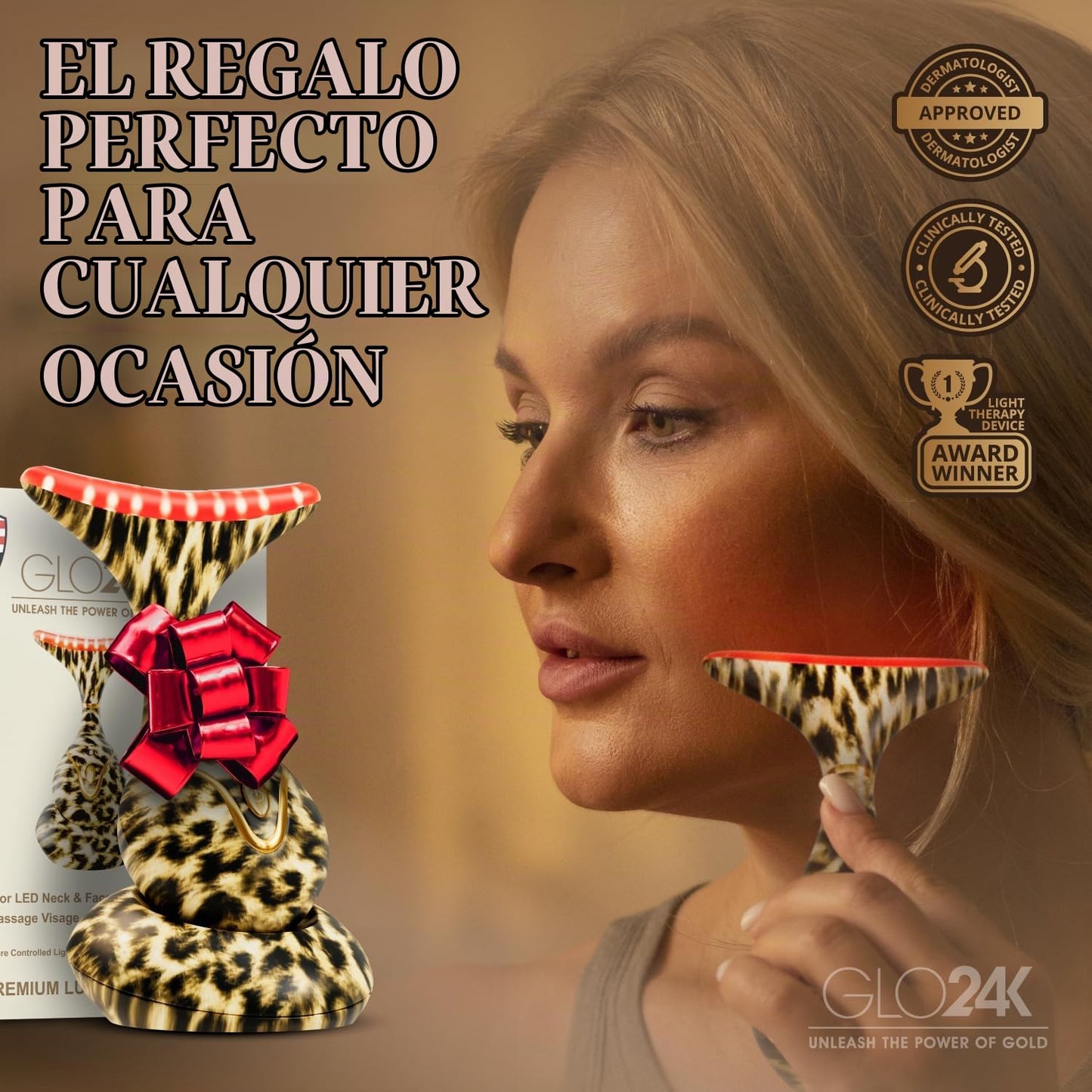 GLO24K Luz Roja para Cara y Cuello Dispositivo de Belleza \u2013 Ac...