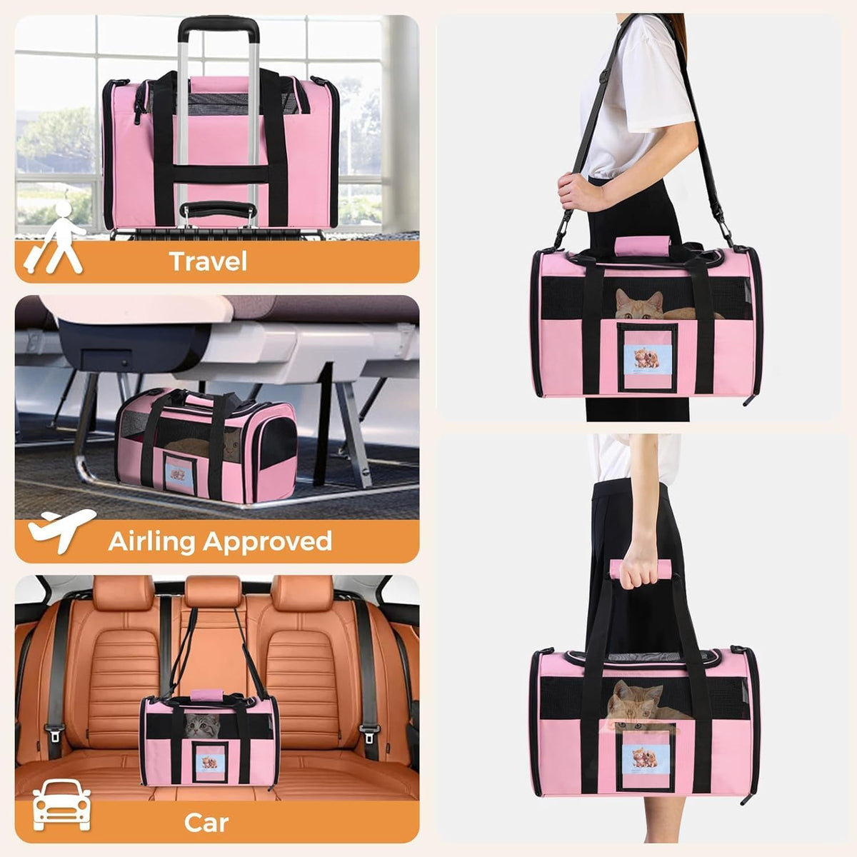 Transportador grande y suave para gatos de hasta 28 libras, bolsa l...