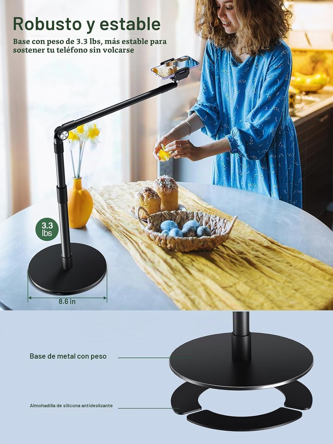 elitehood Soporte de teléfono superior de aluminio resistente, sopo...