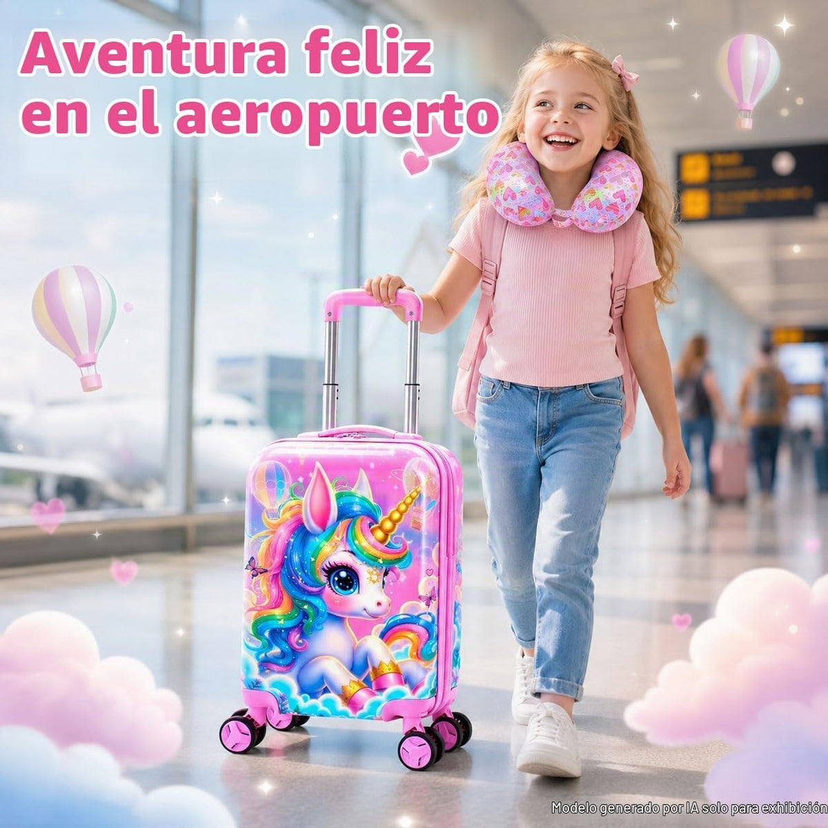 Juego de 2 maletas para niños con ruedas: maleta de mano aprobada p...