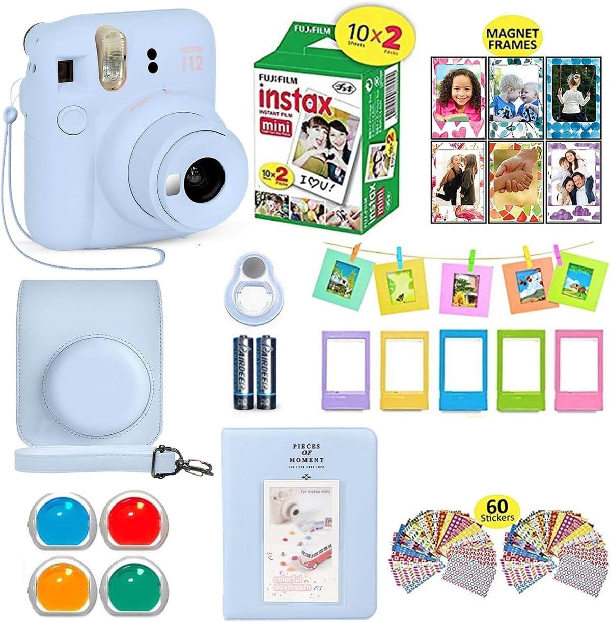 Fujifilm Cámara instantánea Instax Mini 12 azul pastel + funda de t...