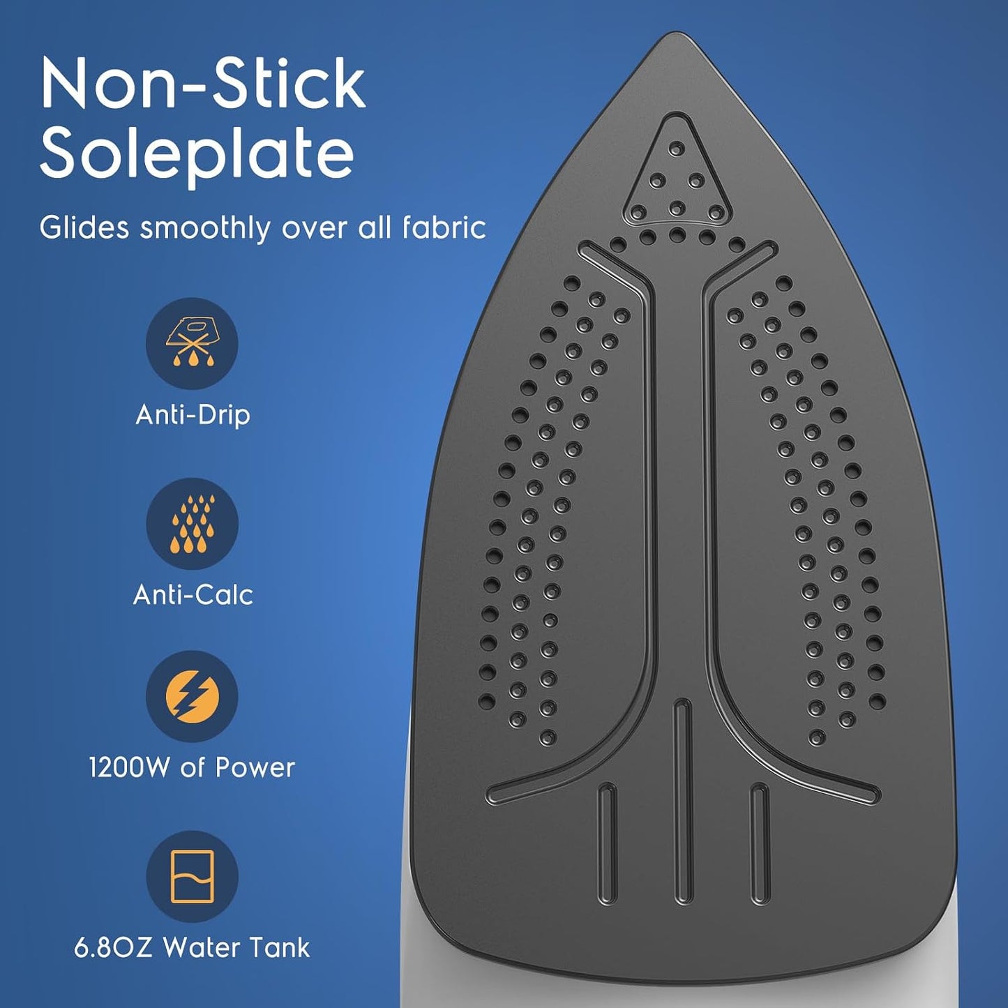 BEAUTURAL Plancha de vapor compacta para ropa con suela antiadheren...