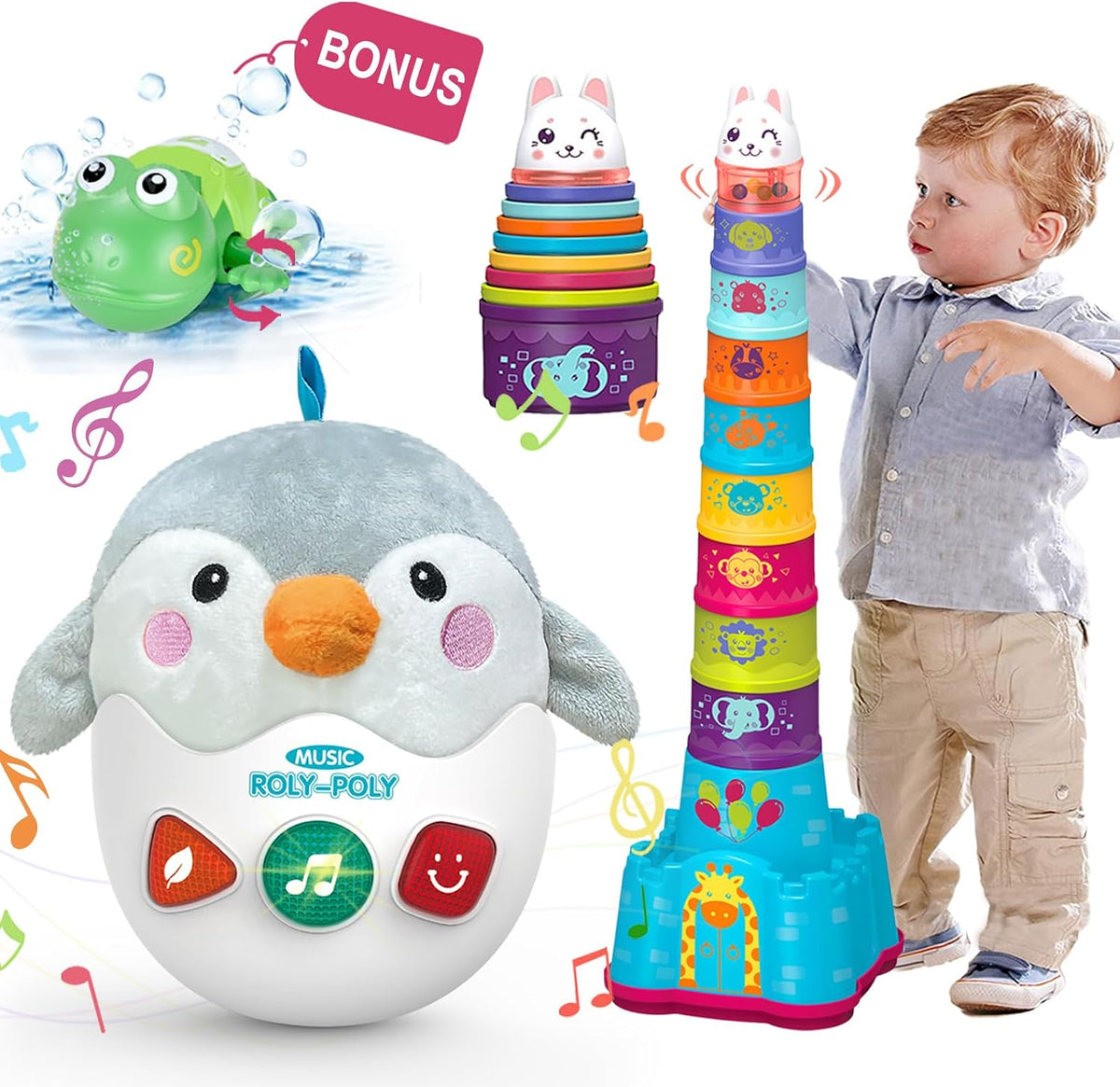 LTKFFFdp Juguetes para bebés de 1 a 3 años, juguete musical de felp...