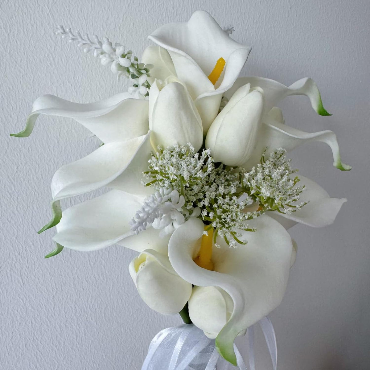 WYcYcW Ramo floral de 10 lirios artificiales con 8 tulipanes artifi...