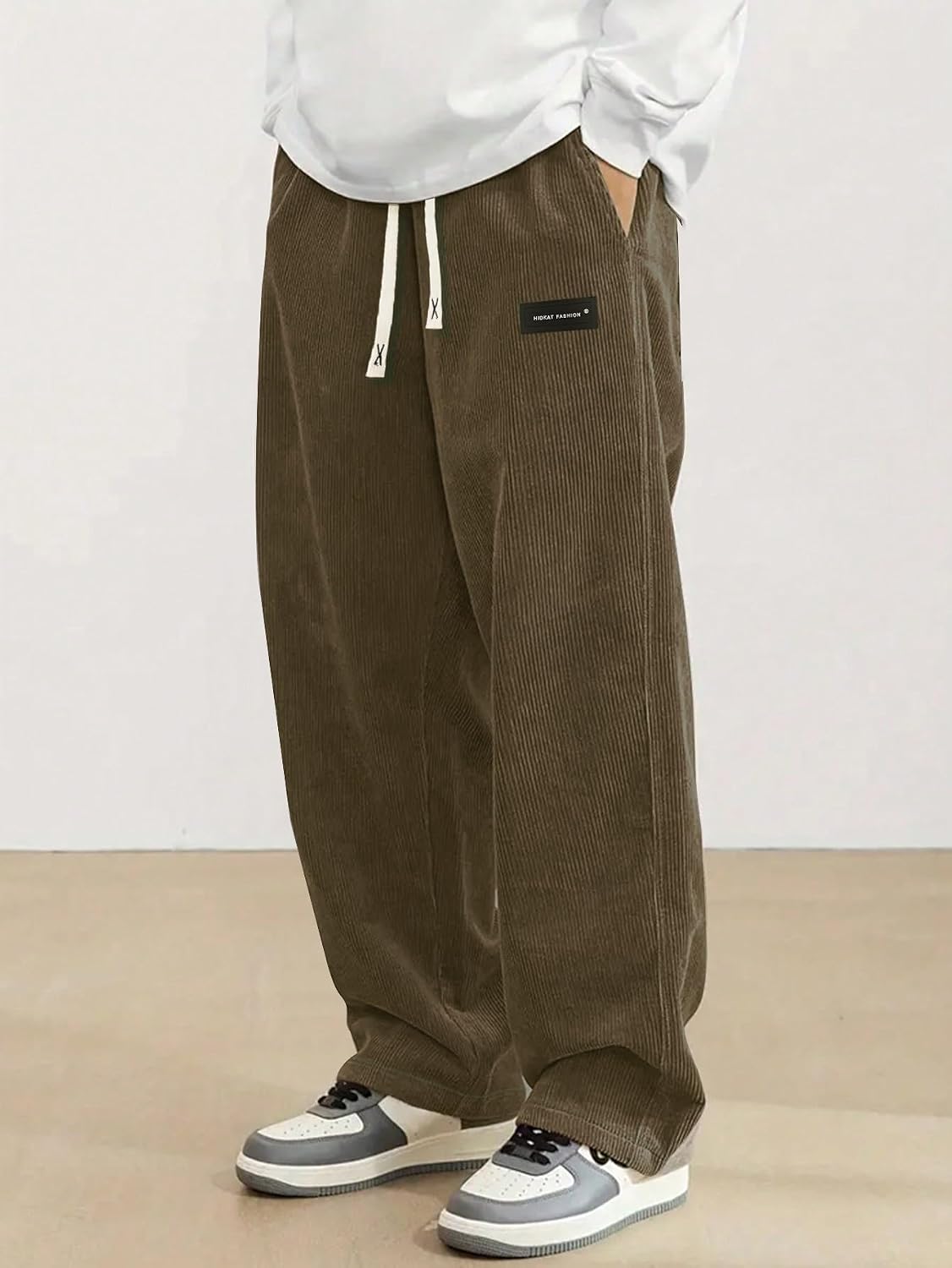 Hidkat Pantalones de corduroy casual para hombre, pantalones de pie...