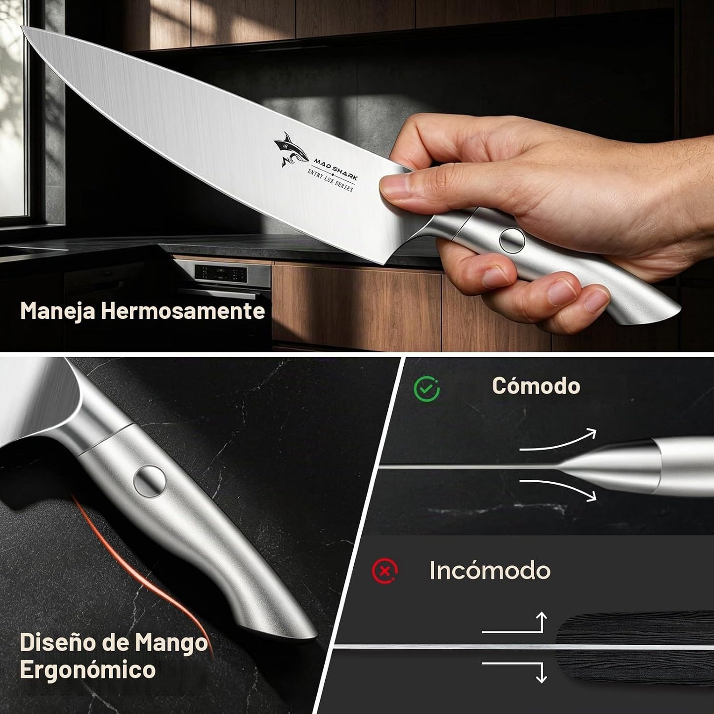 MAD SHARK Juego de cuchillos de cocina, juego de cuchillos de chef...