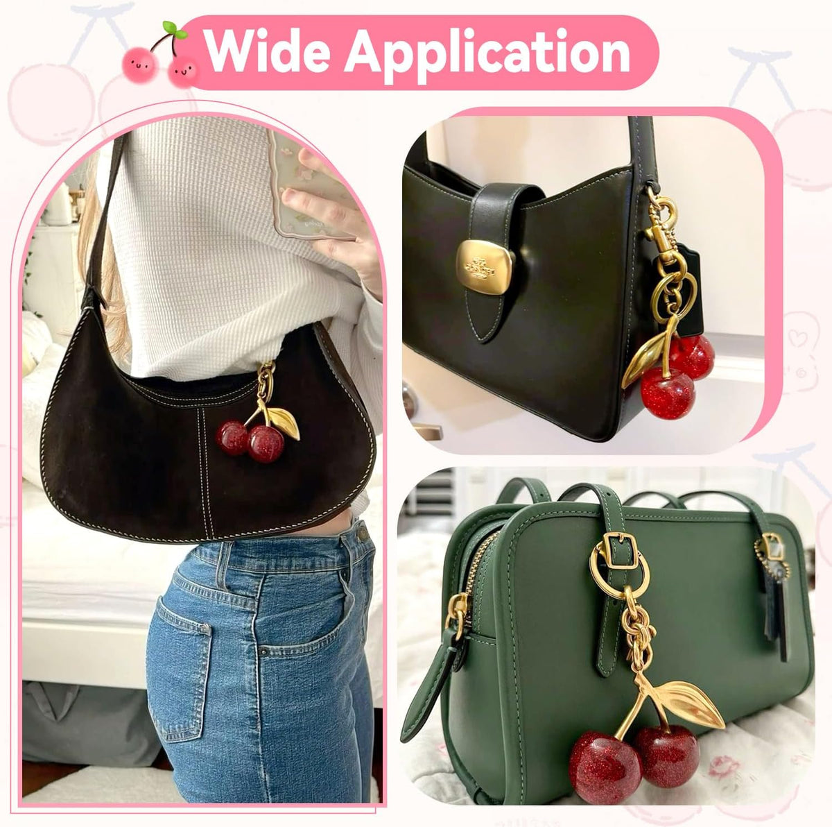 TINKRSTUFF - Llavero de bolsa de cereza, lindos llaveros, dijes de...