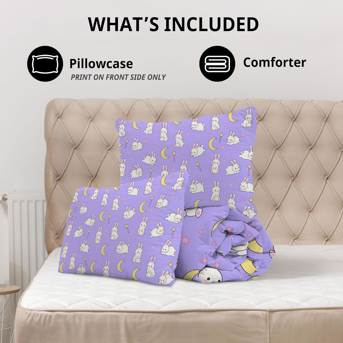 Allenjoy Lindo juego de edredón de anime con 2 fundas de almohada p...
