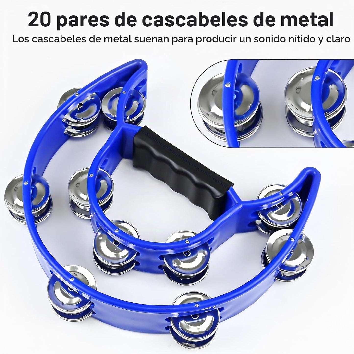 Paquete de 4 panderetas de doble fila para adultos, panderetas de m...