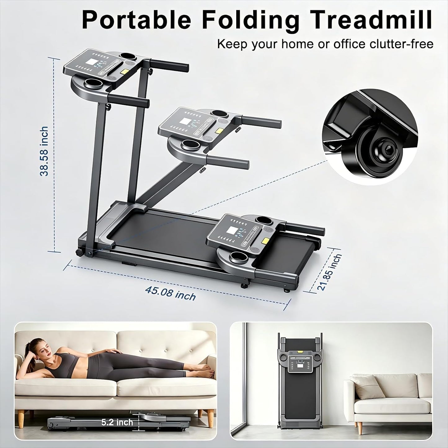 Pcrignbm Cintas de correr para el hogar caminadora plegable | Con b...