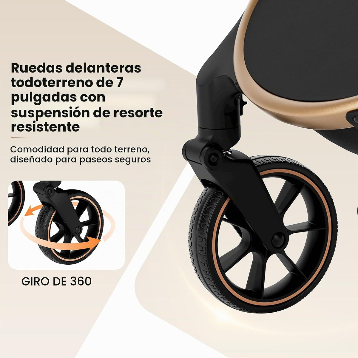 Babideal Cochecito de bebé para recién nacido y niño, plegado con u...